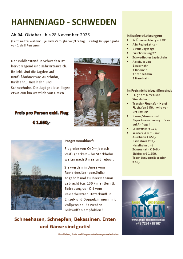 Hahnenjagd Schweden Flyer